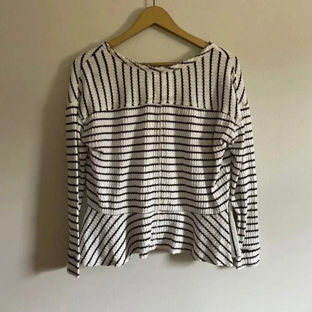 Free People Black and White Peplum Top
